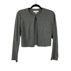 Jessica McClintock Gunne Sax Women's Cardigan Size Medium Metallic Silver Shrug